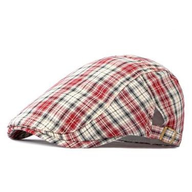 Imagem de Boina Casual Xadrez Unissex Plana de Algodão Moda Casual  - xthree, Ve