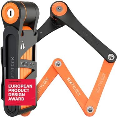 Imagem de Seatylock FoldyLock Cadeado compacto dobrável para bicicleta - Cadeado de bicicleta leve e de alta segurança patenteado premiado - Protetor seguro inteligente antifurto resistente com chaves e estojo