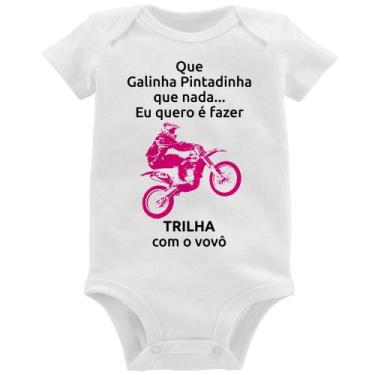 Imagem de Body Bebê Trilha com o vovô (moto rosa) - Foca na Moda, Branco, G