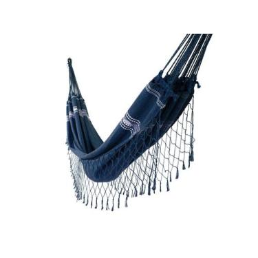Imagem de Rede de Dormir Descanso Pernambucana Algodão Azul Escuro - TEIXEIRA