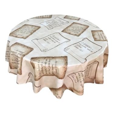 Imagem de Genérico, Toalha Mesa Redonda Impermeável Salmos Bíblico 1,40 Diâmetro Nome do desenho:Salmos Bíblicos;Cor:Bege