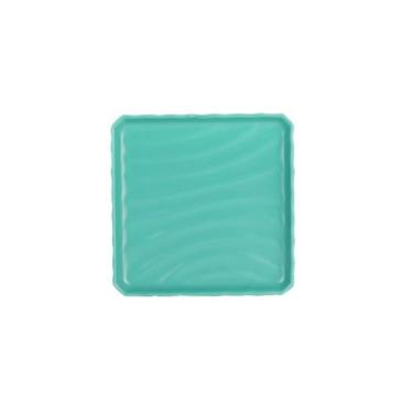 Imagem de Prato de dim sum criativo para bife ocidental listrado esmaltado - prato quadrado ondulado - verde
