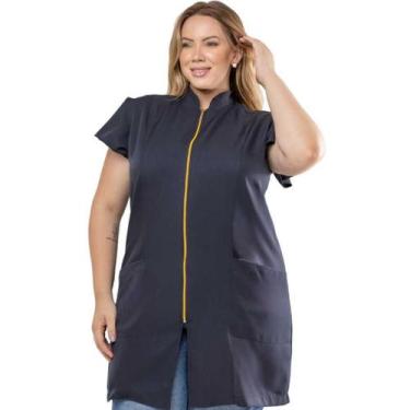 Imagem de Jaleco Feminino Gabardine Zíper Manga Curta Plus Size Gio - NoBrand, A