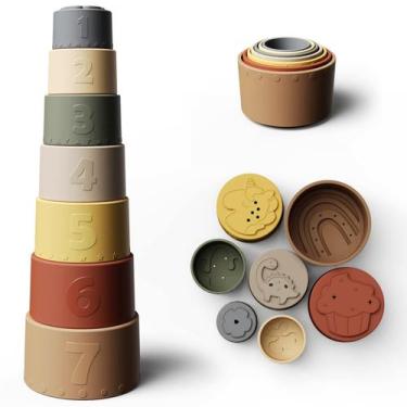 Imagem de Conjunto de 7 peças Stacking Cups Toy Moonkie, divertido e educacional