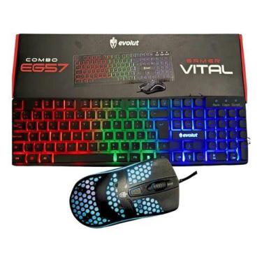 Imagem de Kit Gamer Vital Eg57 Evolut Rainbow Lançamento Teclado Mouse