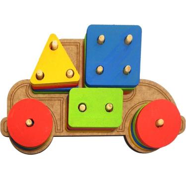 Imagem de Carro Pedagógico Prancha De Seleção Formas Geométricas Madeira Colorido 83422 Maninho Artesanatos