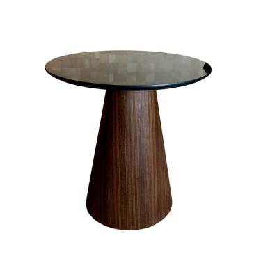 Imagem de Mesa Cone Lateral Imbuia Rajado Tampo 51cm Laca Preta Marrom