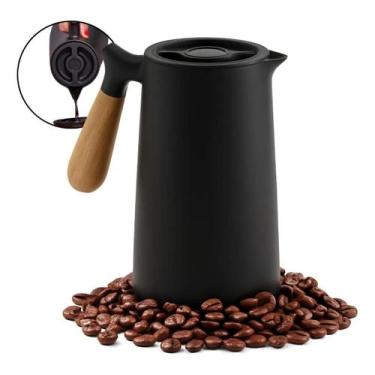 Imagem de Garrafa Térmica Nórdica Cabo Madeira 1 Litro Café Chá - BELAKASA