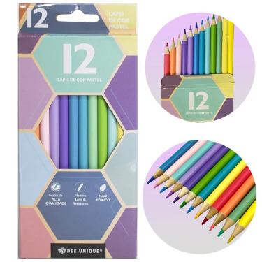 Imagem de Lápis De Cor 12 Cores Tons Pastel da Linha Bee Unique