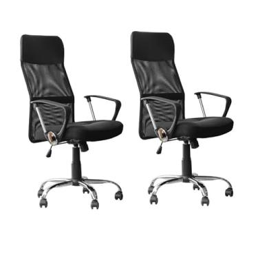 Imagem de Kit 2 Cadeiras de Escritório Giratória Ergonômica Home Gourmet com Encosto em Tela Mesh e Base Cromada Reforçada