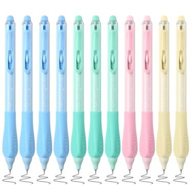 Imagem de BAYTORY 11 canetas de gel apagáveis de ponta fina, caneta estética retrátil apagável silenciosa de 0,5 mm, aderência confortável para planejador de escrita suave e material escolar (tinta preta)