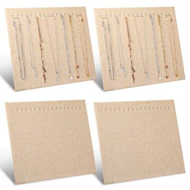 Imagem de Lemecima Pacote com 4 suportes de exibição de colar para venda com 17 ganchos de 38 x 30 cm, organizador de colar para vendedores, eventos, joias, pingentes, lojas domésticas, expositores (linhaça)