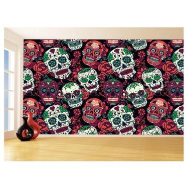 Imagem de Papel De Parede 3D Textura Caveiras Mexicanas 3,5M Txt208 - Você Decor