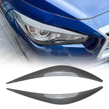 Imagem de FINMOKAL Capa de acabamento de sobrancelhas de farol dianteiro de carro compatível com Infiniti Q50 2014-2023 (aparência de fibra de carbono)