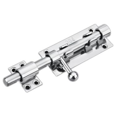 Imagem de QJFCare Trava de parafuso deslizante resistente de aço inoxidável 304 - Trava de portão de 30 cm com orifício de cadeado para portas de celeiro, galpão, cerca de segurança à prova de ferrugem para