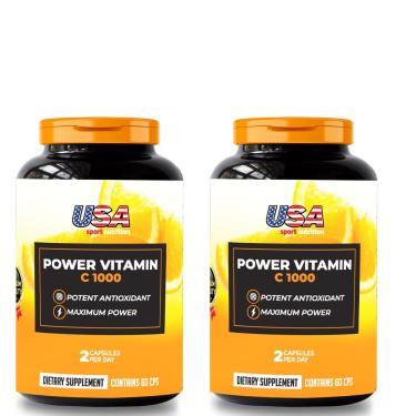 Imagem de Vitamina C 1000mg Power Kit 2x (120 Capsúlas) – Energia, Saúde e Proteção Diária - USA SPORT NUTRITION