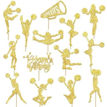 Imagem de Bastões de mesa de centro de torcida para líderes de torcida ginastica menina aniversário temático mesa centro de mesa decoração glitter artigos de festa de aniversário para líderes de torcida