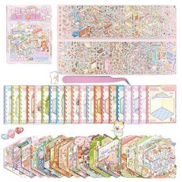 Imagem de 3D House Stickers for Adults Teen Girls Kids,20 Sets DIY 3D Sticker Scene Collection Book Therapy for Adult Fun Cute Cartoon Scene Make Your Own Mini Room Scenes Miniature Relief Stress Pass The Time