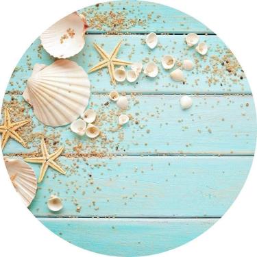 Imagem de Painel Redondo Tecido Sublimado 3D Madeira Praia Frd-5911