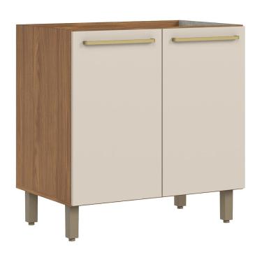 Imagem de Balcão de Cozinha Requinte 80cm 2 Portas sem Tampo - Móveis Henn  Nature/Areia