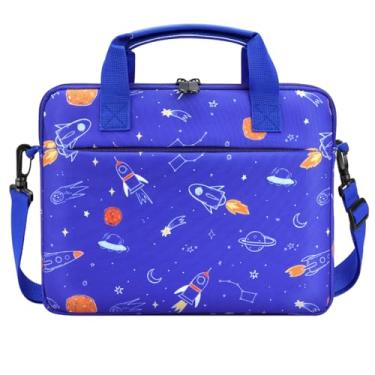 Imagem de Dadanism Bolsa de tablet para crianças, bolsa de transporte portátil de 12,5 polegadas com alça e alça de ombro, serve para o novo Fire HD 10 Kids (Pro) 13ª/11ª geração 2023/2021, espaço azul
