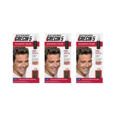 Imagem de Grecin 5 Shampoo Tonalizante Castanho Medio Escuro-Kit C/3Un