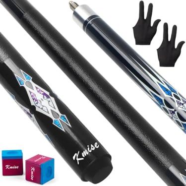 Imagem de Kmise Conjunto de 5 bastões de sinuca de 147 cm 567 g, bastão de taco de bilhar de bordo canadense, taco de sinuca profissional para esportes de mesa de bilhar de bar e casa, preto.