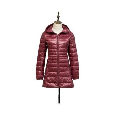 Imagem de Casaco Feminino Longo Com Capuz, 12 Cores, Acolchoado, Leve E Quente, 