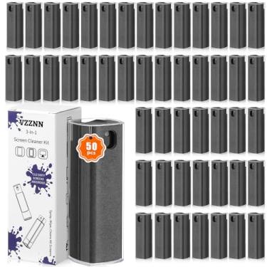 Imagem de Pacote com 50 limpador de tela 3 em 1 limpador de tela spray e pano solução de limpeza integrada para tela sensível ao toque limpador de névoa para todas as telas de carro, celular, laptop, iPad, TV