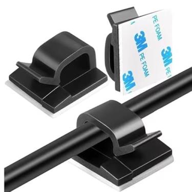 Imagem de Clearhill 100 braçadeiras de cabo, suportes de fio de parede, grampos de cabo adesivos mantêm os cabos limpos sob mesas, carros e computadores (WCL-0805 preto)