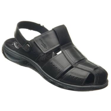 Imagem de Sandália Masculina Pegada em Couro Ortopédica Conforto