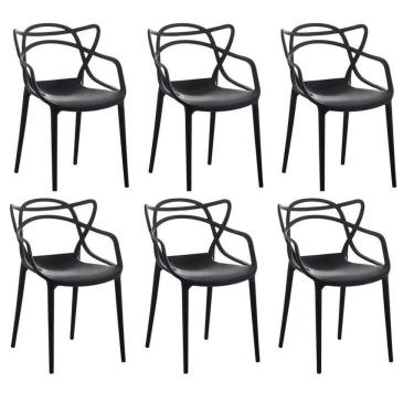 Imagem de Kit 6 Cadeiras Allegra Flex 85cmx54cmx56 Cm Preto