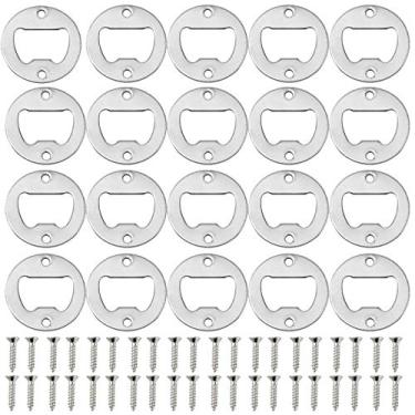 Imagem de Homend Pacote com 100 abridores de garrafas para montagem na parede, ferragens de montagem incluídas, barra rústica vintage (bloco de madeira não incluído) (prata)