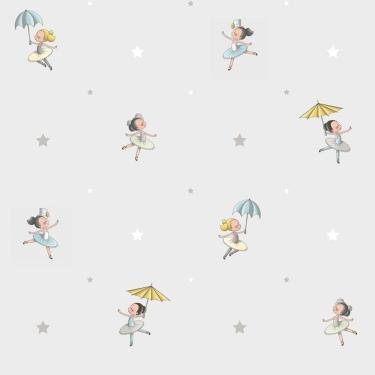 Imagem de Papel De Parede Treboli Cinza Bailarinas 5821 - Rolo 10m X 0,53m