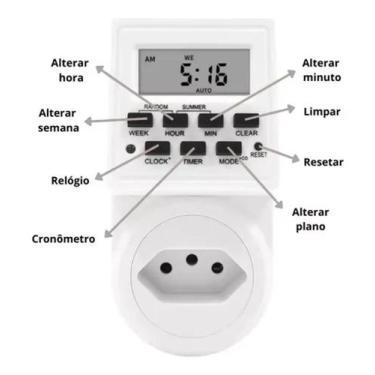 Imagem de Timer  E Temporizador Tomada Energia Bivolt 2200w T10 - Rhos
