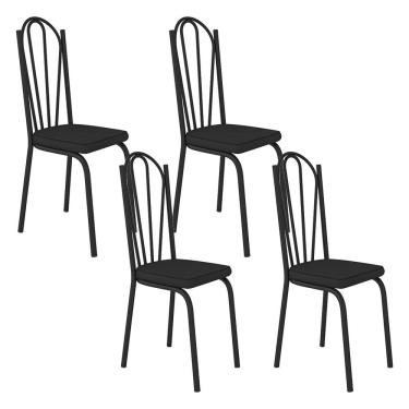 Imagem de Kit Com 04 Cadeiras 121 Preta Corino Preto Artefamol