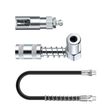 Imagem de Kit de mangueira flexível de acoplador de graxa 90° com ângulo reto ranhurado 1/20.3 cm NPT Roscas Design de ranhura deslizante para mecânica de automóveis