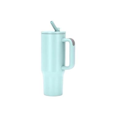 Imagem de Garrafa Térmica Portátil De Aço Inoxidável 1200ml Com Tampa E Canudo(Verde agua)