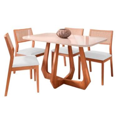 Imagem de Mesa de Jantar com 4 Cadeiras Oiti Conjunto Bromelia 1,30 Madeira/Off 