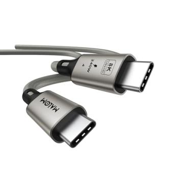 Imagem de MALOM Cabo USB 4.0, 40 Gbps para Thunderbolt 4 de 1,8 m, carregamento de 240 W, 8K a 60Hz, 4K a 144Hz, cabo de exibição USB C, USB4 para iPhone série 16/15, MacBook Air, Samsung (ouro titânio, 1,8 m