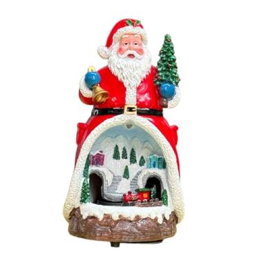 Imagem de KiBcsLic Estatueta de Natal, decoração de mesa para feriados, decoração musical para casa, escultura de resina decorativa para loja, estante, mesa interna, Papai Noel