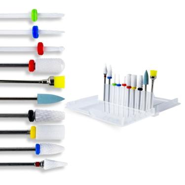 Imagem de Kit 10 Brocas Cerâmica Polidora Escovinha + Caixa Suporte