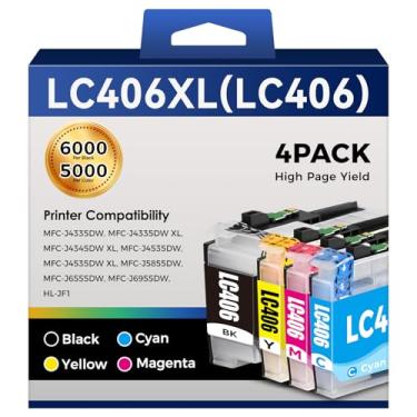 Imagem de Cartuchos de tinta MFC-J4335DW LC406 LC406XL para impressora Brother LC 406 XL 406XL para MFC-J4335DW MFC-J5855DW MFC-J6555DW MFC-J4535DW MFC-J6955DW MFC-J4345DW MFC-J5955DW - Alto rendimento pacote