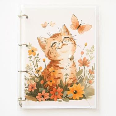 Imagem de Caderno Fichário Argolado Transparente Universitário 4 Argolas Gatinho