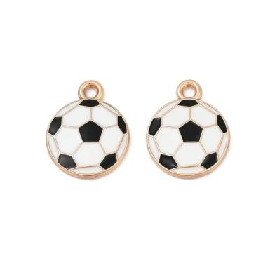 Imagem de Ipotkitt 100 pingentes de liga de futebol esmaltado, bolas esportivas, pingentes de futebol para fazer joias faça você mesmo, pulseira, colar, brincos, chaveiros, artesanato a granel