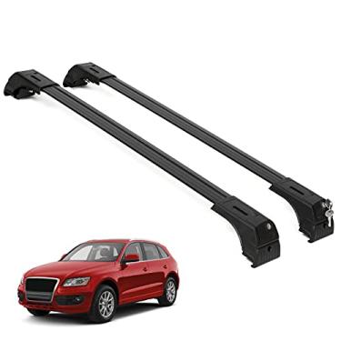 Imagem de Barras transversais de rack de teto para Audi Q5 2009-2017 - Conjunto de barras transversais de bagagem com trava de alumínio para carregar bagagem, canoa, snowboard, caiaque, bicicleta da ERKUL Car Accessories | Preto