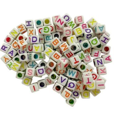 Imagem de Missangas de letras quadradas 6mm coloridas crie suas bijuterias em ge