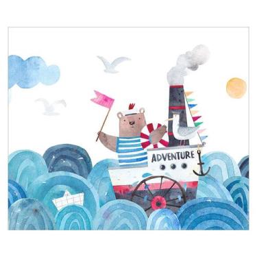 Imagem de Papel de Parede Adesivo Infantil Ursinho Marinheiro Quarto Menino - 64