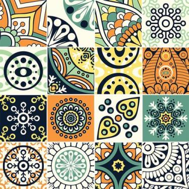 Imagem de Adesivo de Azulejo - Ladrilho Hidráulico - 20cm x 20cm - 16un - 392Azg