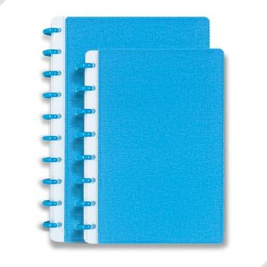 Imagem de 2 Caderno Inteligente de Discos 80 Folhas cada, Caderno Personalizável Argolado Ideal para Estudo Planejamento e Trabalho | Caderno Grande e Caderno médio | Capa Premium Texturizada (Azul)